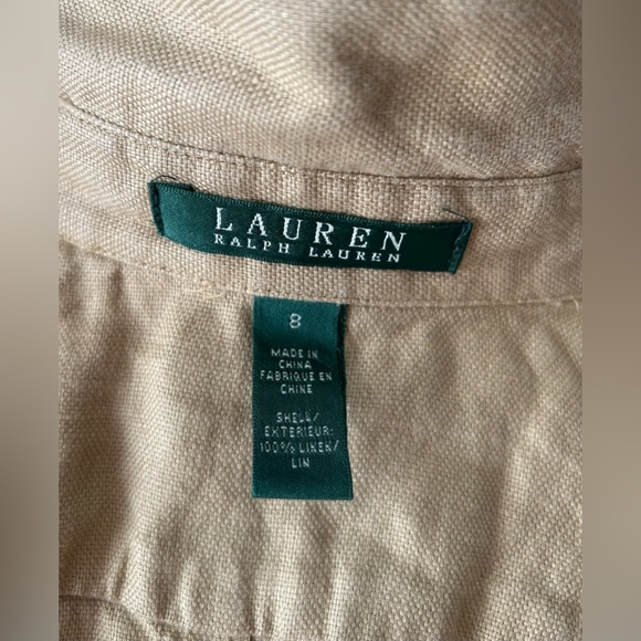 Lauren Ralph Lauren Size 8 Khaki Linen Shirt Dress Safari Style - Picture 10 of 14